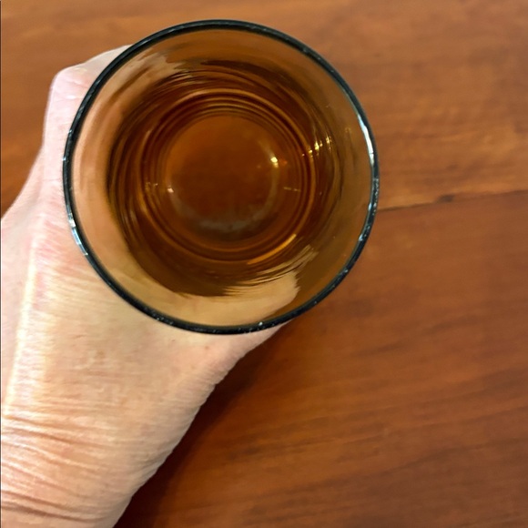Vintage Amber Glass Tumbler Ribbed Base Retro Drinkware - Picture 4 of 4